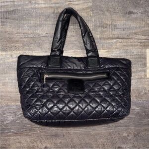 Chanel Coco Cocoon Black Puffer Bag Reversible Tote Hand Bag Purse